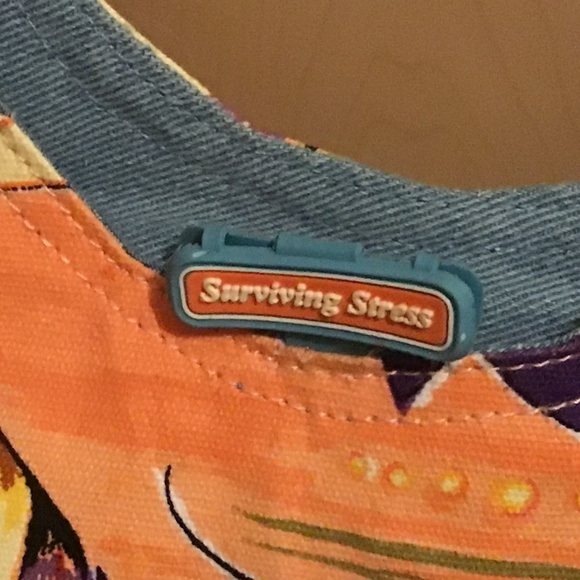 Anne Ormsby “ Surviving Stress” Carribean Themed Tote Bag with Bamboo Handlea - Picture 10 of 11